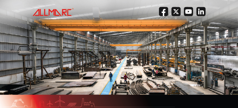Industrial metal fabrication facility with overhead cranes.